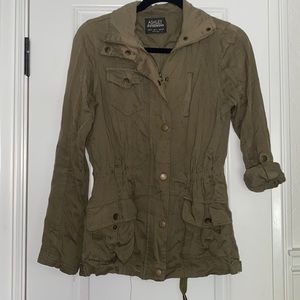 Green zip up army jacket
